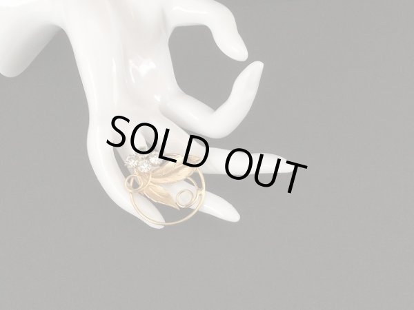 画像2: フラワー お花のブローチ ゴールド ラインストーン USA (2)