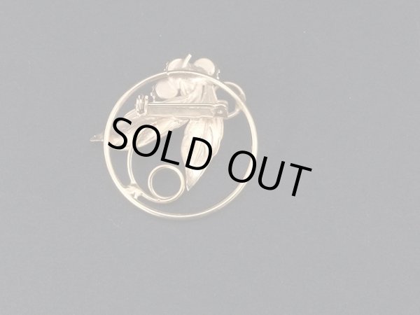 画像4: フラワー お花のブローチ ゴールド ラインストーン USA (4)