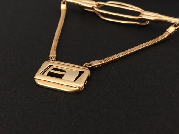 画像2: ANSON ネクタイピン タイチェーン ゴールド USA  (2)