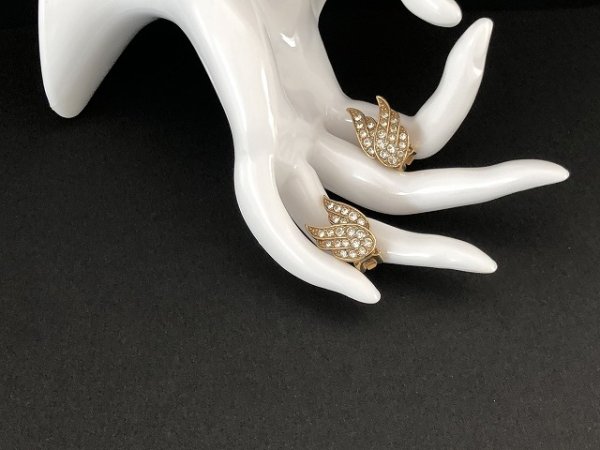 画像4: フェザー ラインストーン イヤリング USA (4)