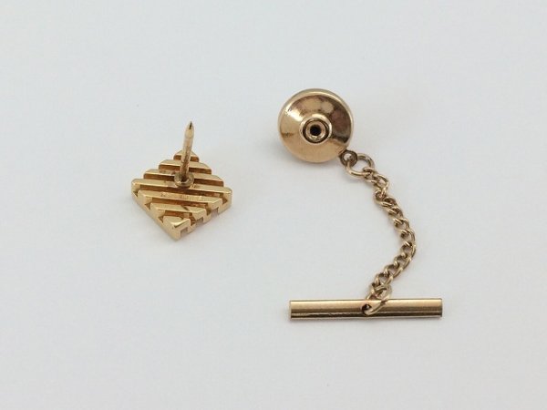 画像3: MADE IN USA ネクタイピン タイタック ゴールド USA  (3)