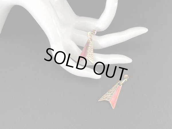 画像4: レッドカラーエナメル 揺れる ピアス USA (4)