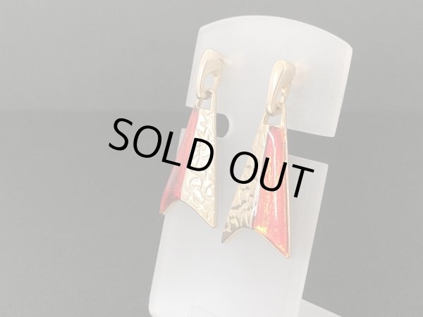 画像3: レッドカラーエナメル 揺れる ピアス USA (3)