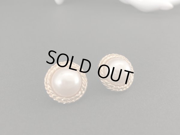 画像2: パール ゴールドトーン ピアス USA (2)