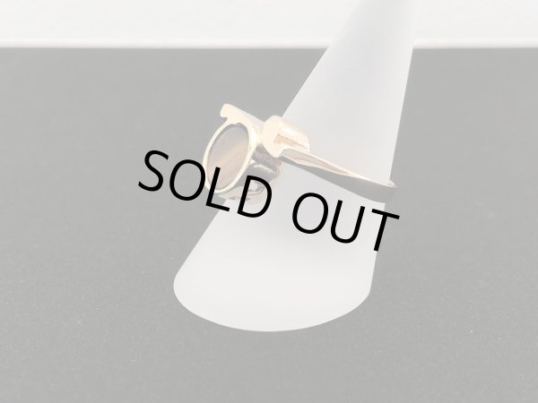 画像3: タイガーアイ 指輪 ヴィンテージ ゴールド USA リング 18号 コスチュームジュエリー (3)