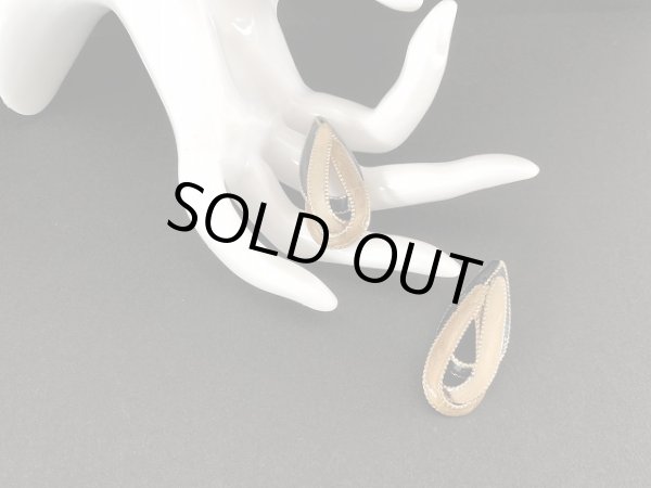 画像2: エナメル メタル ブラック ブラウン ベージュ マーブルカラー 大ぶり ピアス USA (2)