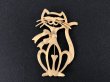 画像1: ネコ 猫 ゴールドトーン ブローチ USA ヴィンテージ (1)