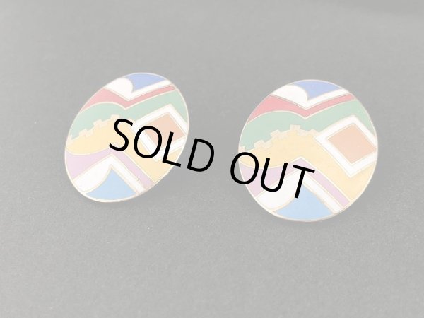 画像2: カラフル アフリカン エスニック デザイン エナメル メタル ピアス USA (2)