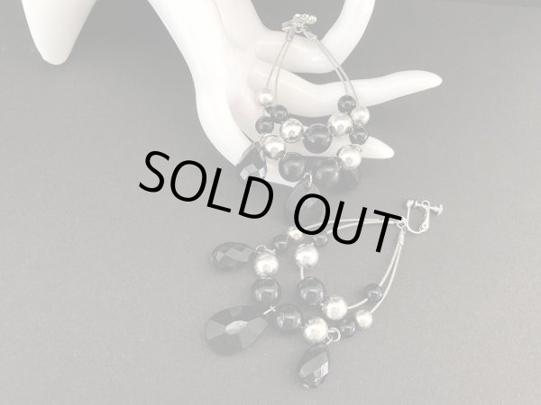 画像3: シルバートーン ブラック 大ぶり 揺れる ロング イヤリング USA (3)