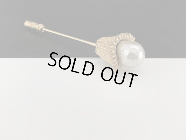 画像2: ゴールド バロックパール スティックピン ハットピン ラペルピン ブローチ USA (2)