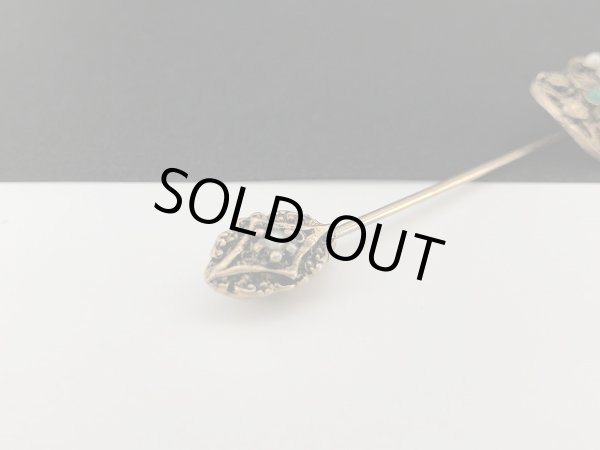 画像2: ゴールドトーン スティックピン ハットピン ラペルピン ブローチ USA (2)