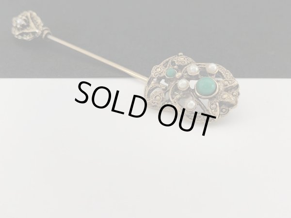 画像3: ゴールドトーン スティックピン ハットピン ラペルピン ブローチ USA (3)