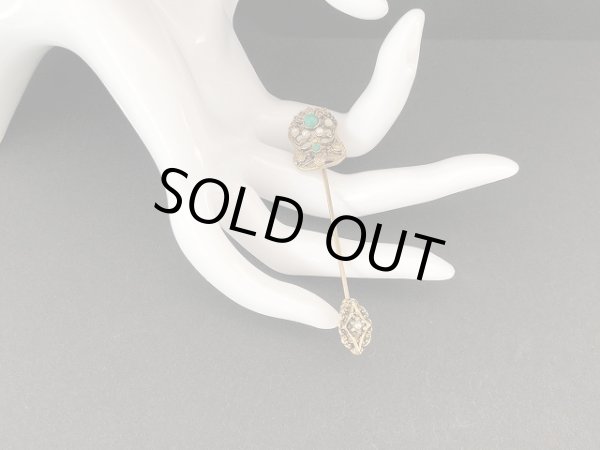 画像4: ゴールドトーン スティックピン ハットピン ラペルピン ブローチ USA (4)