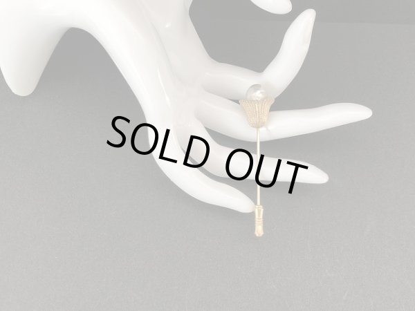 画像4: ゴールド バロックパール スティックピン ハットピン ラペルピン ブローチ USA (4)