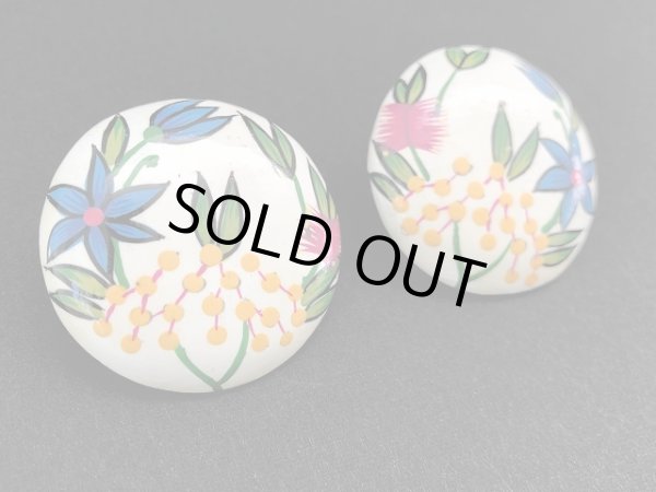 画像2: カラフル フラワー 大ぶり イヤリング USA (2)