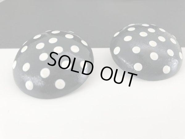 画像2: ブラック ホワイト ドット 大ぶり ピアス USA (2)