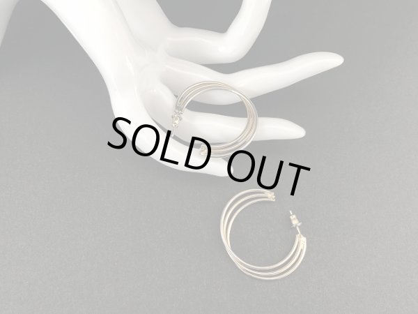 画像3: ゴールドトーン トリプル フープ ピアス USA (3)