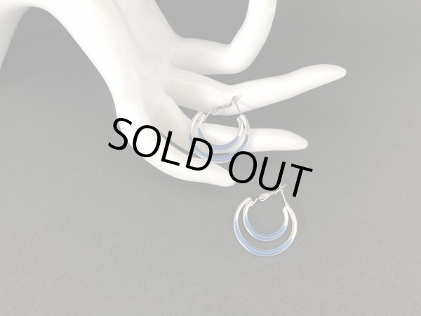 画像3: シルバートーン エナメルブルー フープ ピアス USA (3)