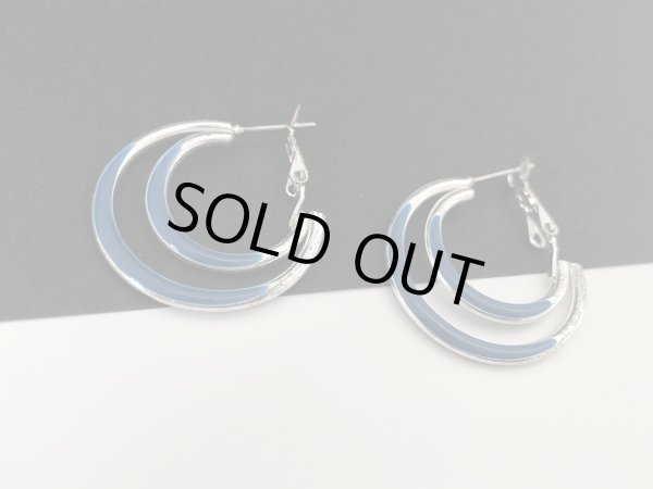 画像2: シルバートーン エナメルブルー フープ ピアス USA (2)