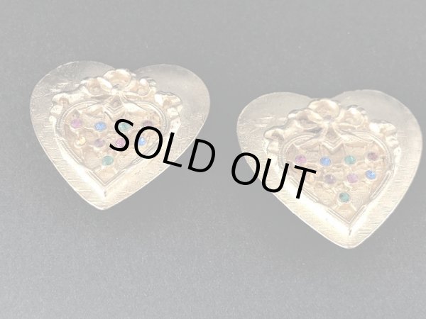 画像2: ゴールドトーン ハート 大ぶり イヤリング USA (2)