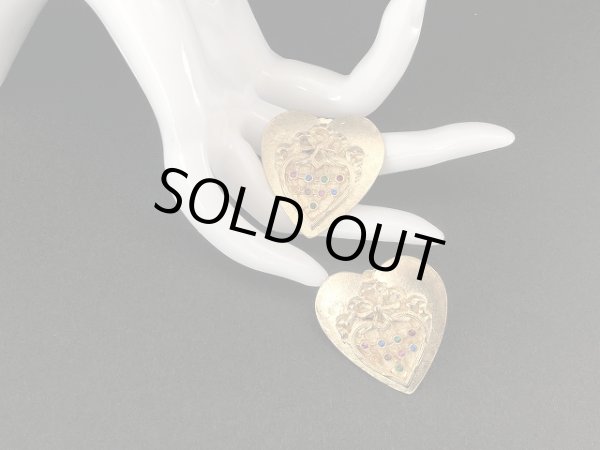 画像3: ゴールドトーン ハート 大ぶり イヤリング USA (3)