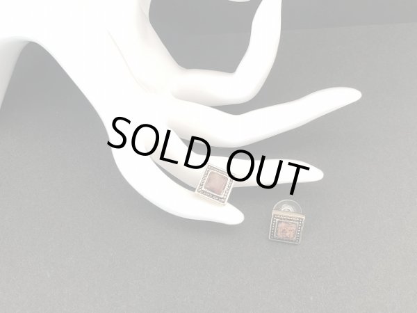 画像3: ゴールドトーン  ブラウン系カボッション 小ぶりな ピアス USA (3)