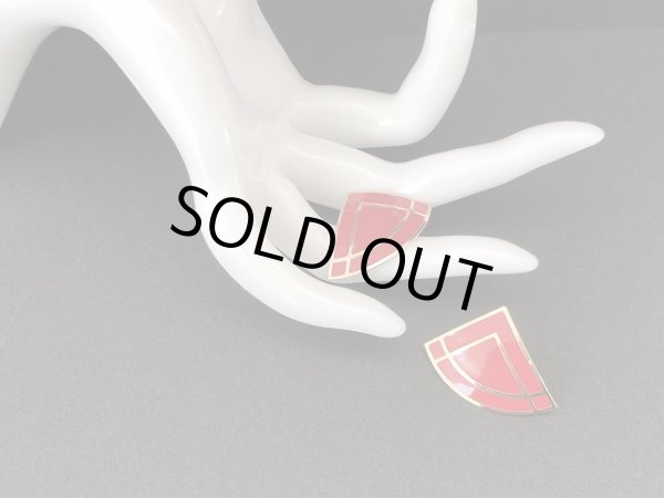 画像4: レッドエナメル ゴールドトーン ピアス USA (4)