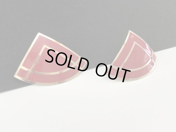 画像3: レッドエナメル ゴールドトーン ピアス USA (3)