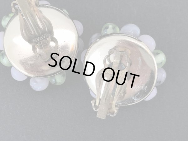 画像4: グリーン パープル ピンクビーズ イヤリング USA (4)