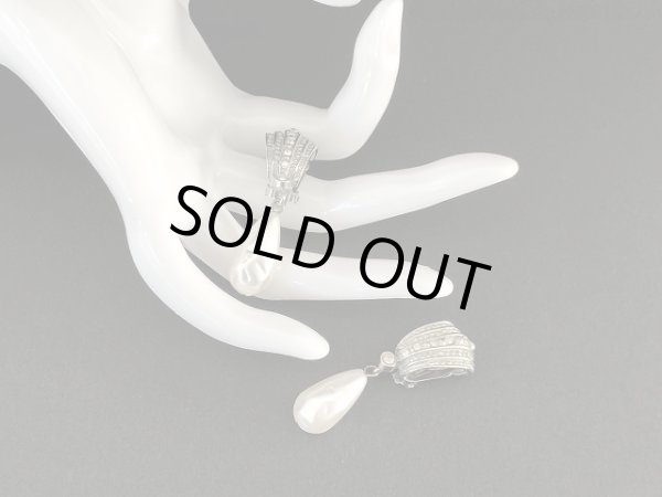 画像4: シルバートーン パール ラインストーン 揺れる イヤリング USA (4)