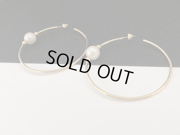画像3: ゴールドトーン パール 大ぶり フープ ピアス USA (3)