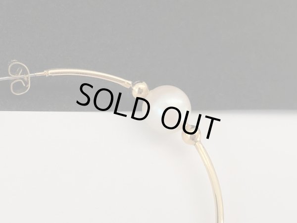 画像5: ゴールドトーン パール 大ぶり フープ ピアス USA (5)