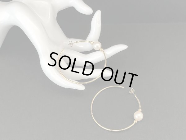 画像4: ゴールドトーン パール 大ぶり フープ ピアス USA (4)