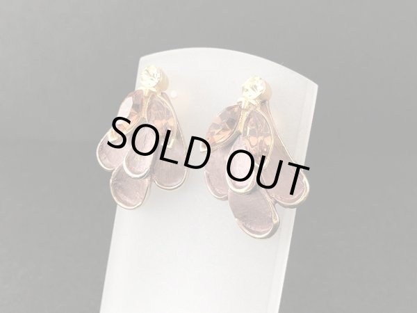 画像2: アンバー イエローカラーラインストーン イヤリング USA (2)