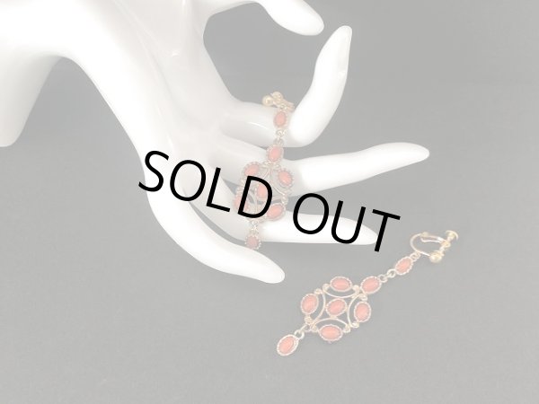 画像3: ゴールドトーン オレンジカラーカボッション 揺れる イヤリング USA (3)