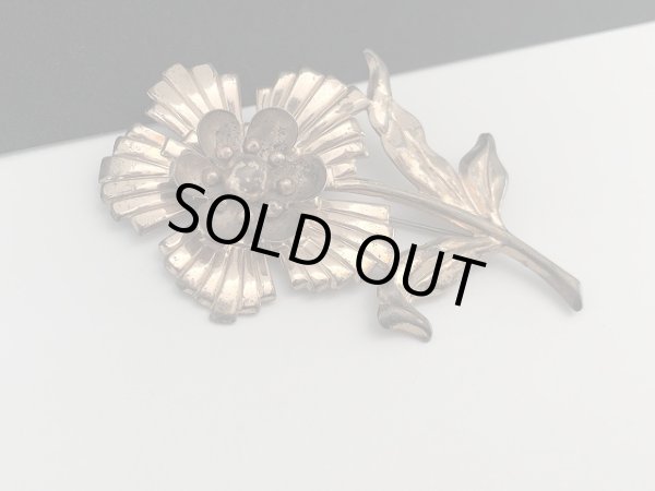 画像2: ゴールドトーン フラワー お花 ブローチ USA ヴィンテージ (2)