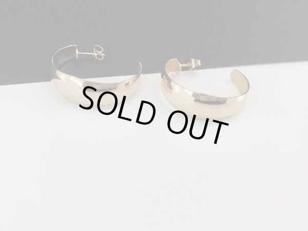 画像3: ゴールドトーン シンプル フープ ピアス USA (3)