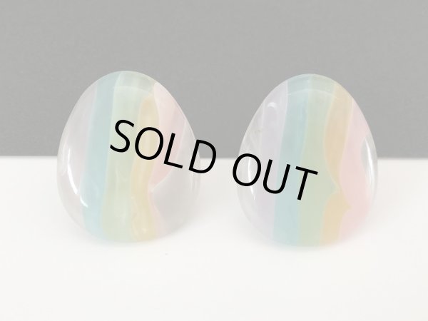 画像2: クリアパステル系カラー 大ぶり イヤリング USA (2)