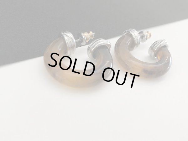 画像2: べっこうカラー フープ ピアス USA (2)