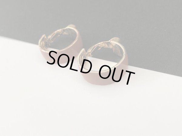 画像2: ブラウン エナメル フープ イヤリング USA (2)