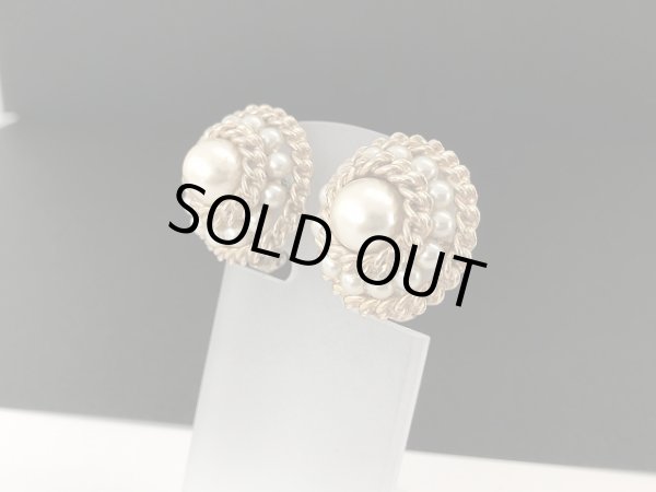 画像2: ゴールドトーン パール イヤリング USA (2)