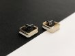 画像1: ゴールドトーン ホワイトエナメル スクエアフープ ピアス USA (1)