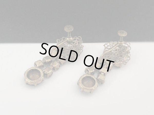 画像5: ゴールドトーン ブルーカラーラインストーン 揺れる イヤリング USA (5)