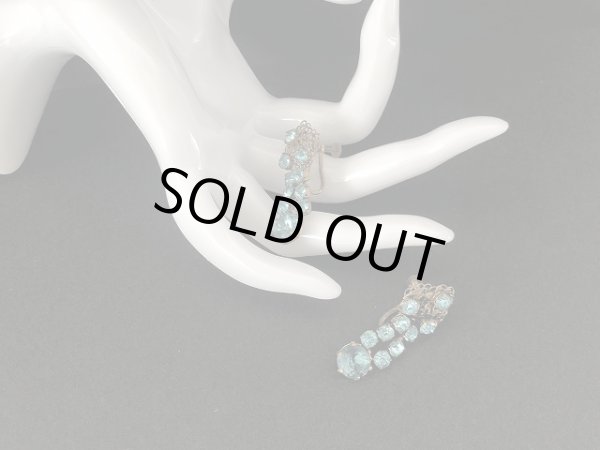 画像6: ゴールドトーン ブルーカラーラインストーン 揺れる イヤリング USA (6)