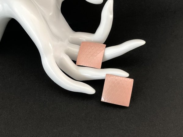 画像3: スクエア ピンクカラー イヤリング USA (3)