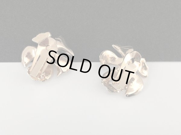 画像7: エナメルフラワー パールカラー1粒ビーズ イヤリング USA (7)