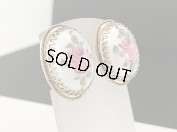 画像4: WHITING&DAVIS フラワー カボッション イヤリング USA ヴィンテージ コスチュームジュエリー (4)