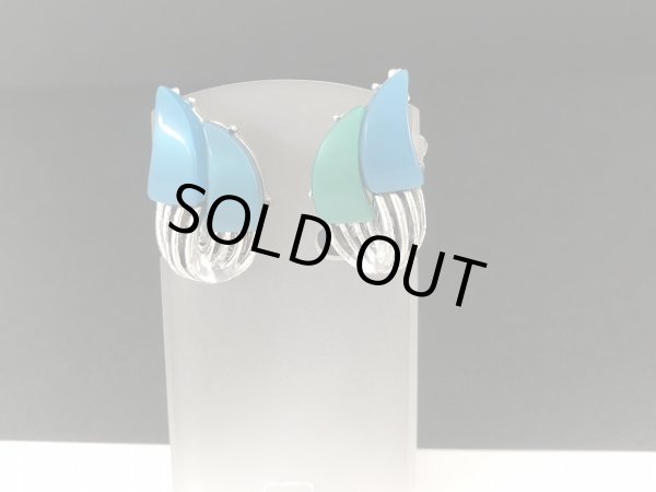 画像2: CORO コロ ブルー グリーン カボッション イヤリング USA (2)