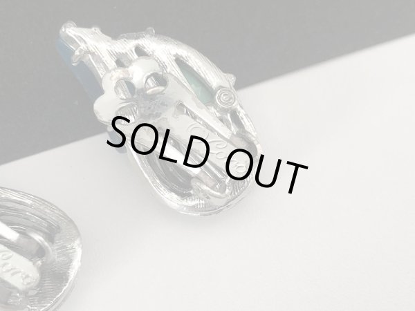 画像5: CORO コロ ブルー グリーン カボッション イヤリング USA (5)