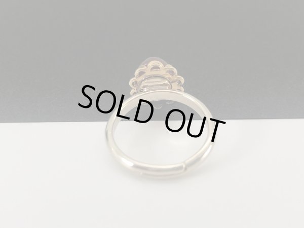 画像5: 指輪  リング ゴールドトーン レッドオレンジ系カラーカボッション USA  (5)